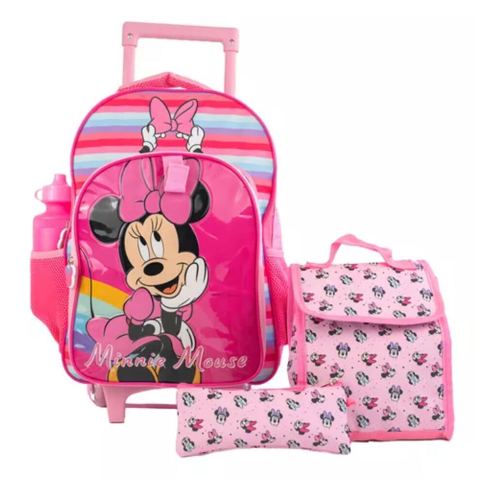 Pack 4 Piezas Mochila Infantil Botella Lonchera Estuche Rosa image number 3.0
