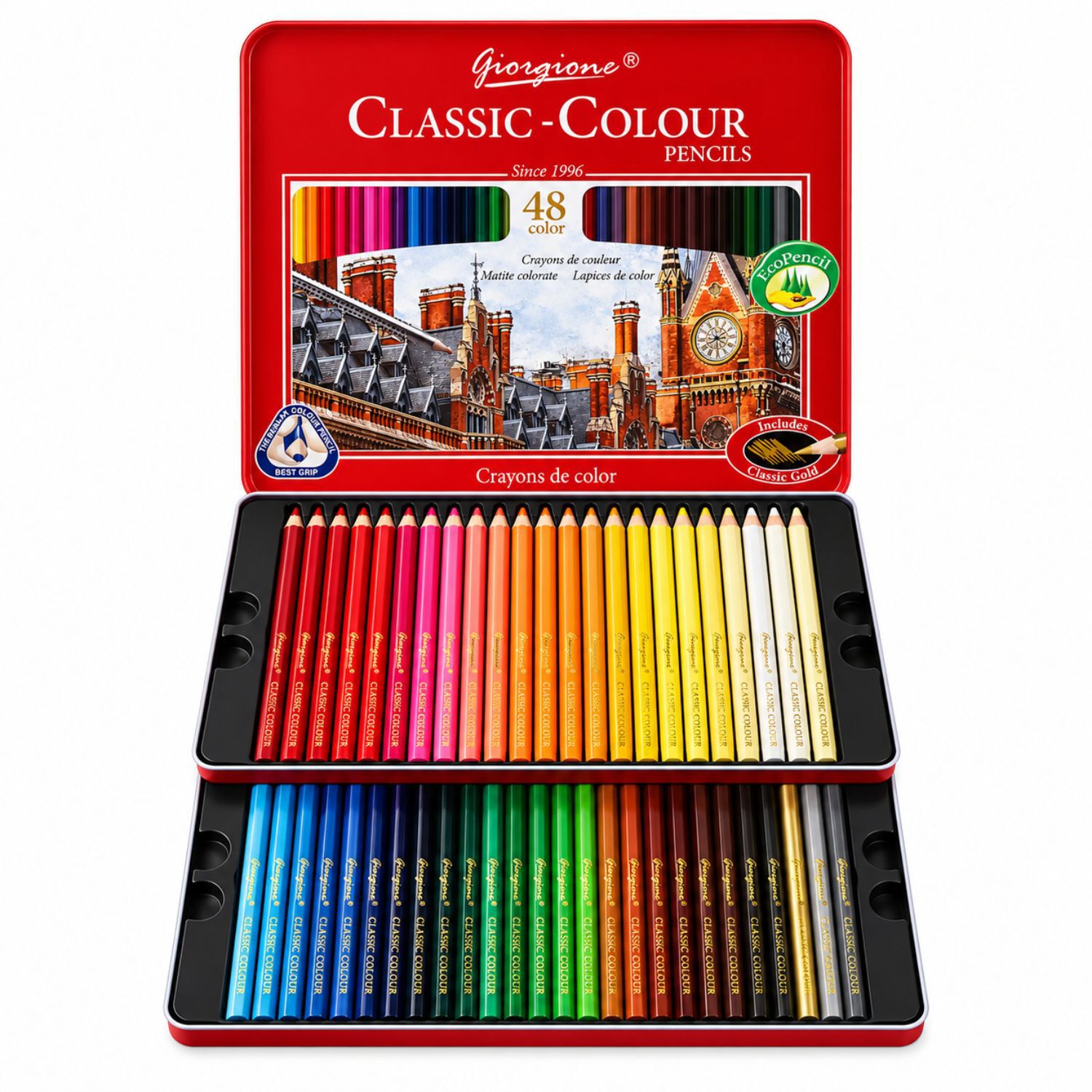L&aacute;pices De Colores 48 Caja Met&aacute;lica Con Dorado - Ps image number 0.0