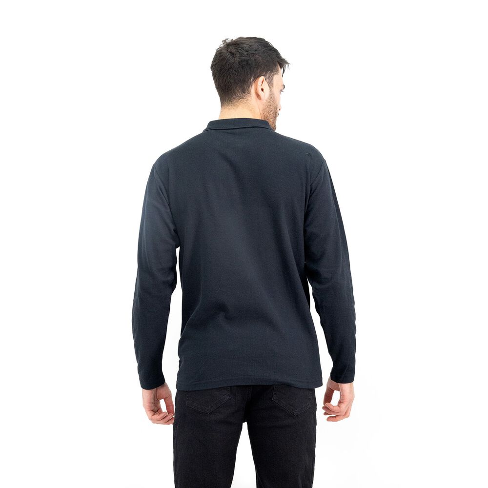 Polera Pique Quebec Manga Larga Negro Hombre image number 3.0