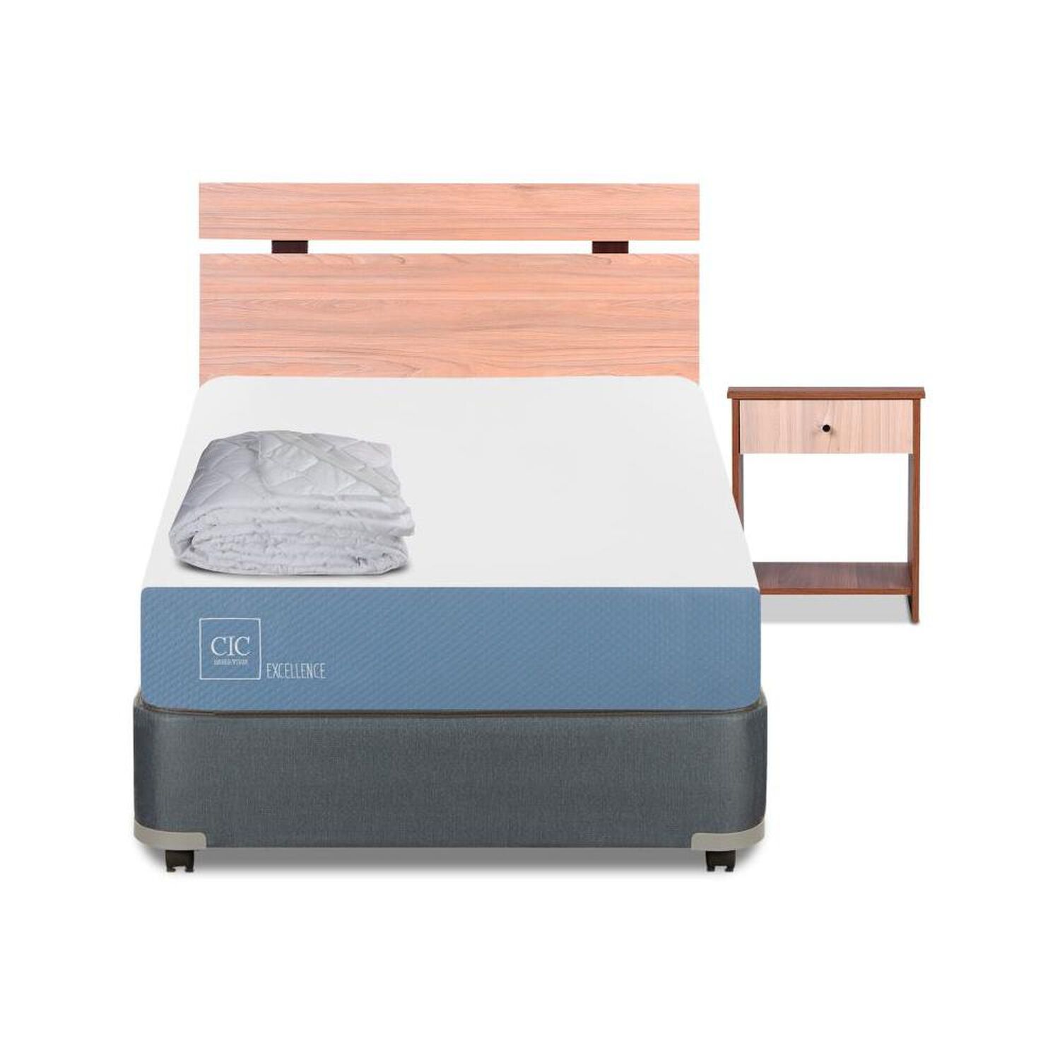 Cama Americana Cic Excellence / 1.5 Plazas / Base Normal + Set De Maderas + Plum&oacute;n image number 0.0