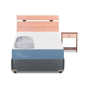 Cama Americana Cic Excellence / 1.5 Plazas / Base Normal + Set De Maderas + Plum&oacute;n