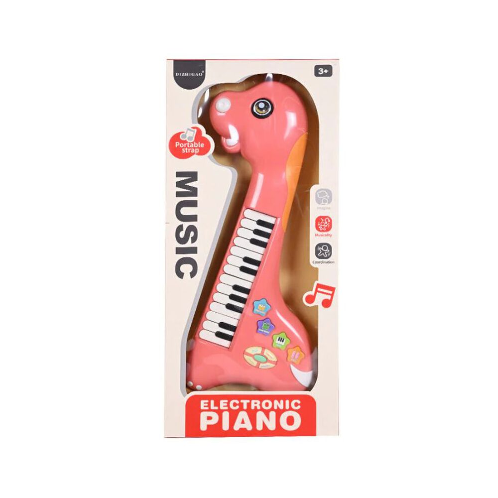 Mini Teclado Piano Musical Dinosaurio Interactivo Ni&ntilde;os Rosa image number 3.0