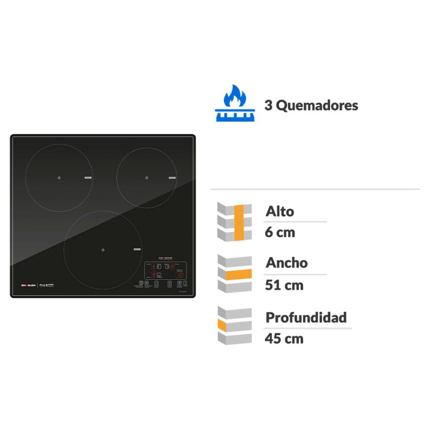 Encimera Vitrocer&aacute;mica Sindelen CEI-4342NG / 3 Quemadores image number 1.0