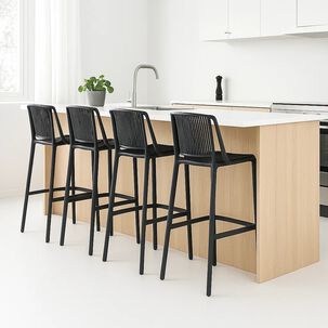 Pack De 4 Taburetes Altos Capri Polipropileno - Negro