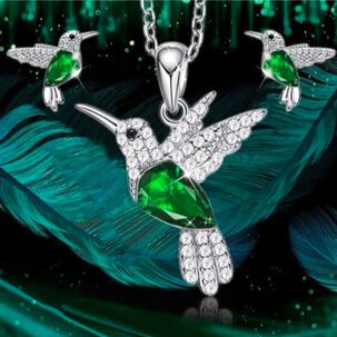 Collar Picaflor Plata Cristal Fino De Lujo