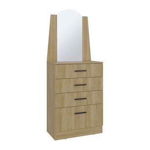 Comoda Con Espejo 159.5x62.8x35.3 Cm 3 Cajones 1 Puerta