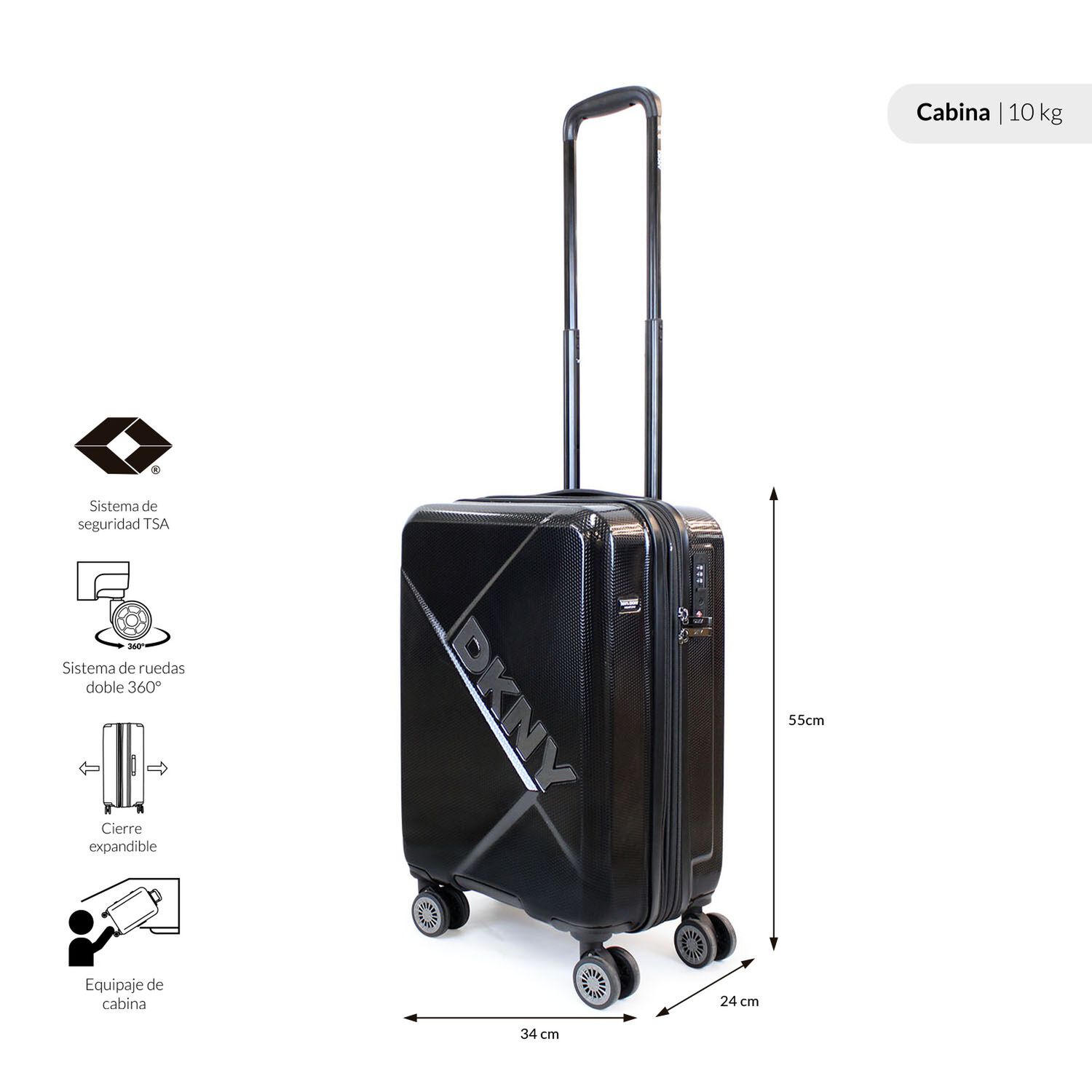 Maleta Cabina 10kg Donna Karan Your Call Negra Dkny image number 1.0
