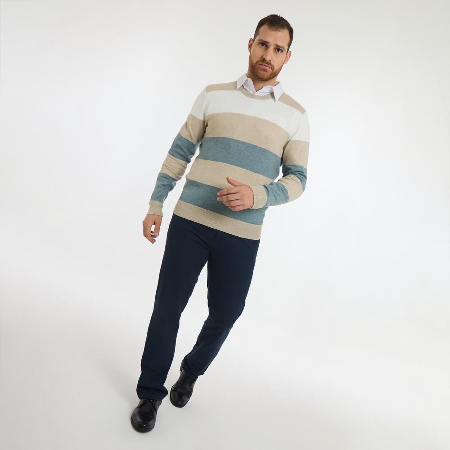Sweater Rayas Regular Manga Larga Cuello Redondo Hombre Herald image number 1.0