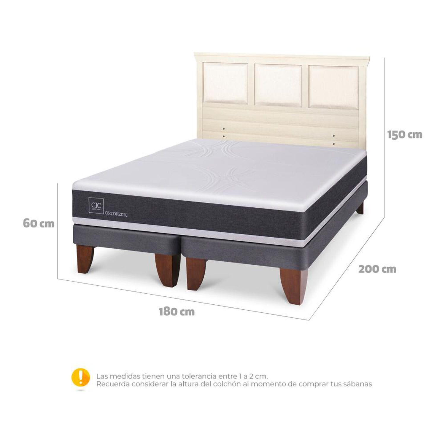 Cama Europea Cic Ortopedic / King / Base Dividida + Respaldo image number 4.0