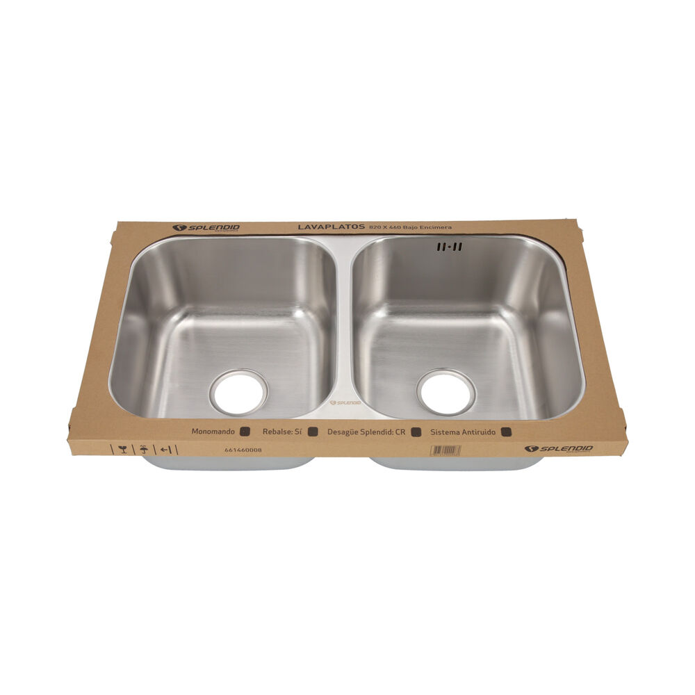 Lavaplatos Doble Bajo Cubierta 820 X 460 Splendid Acero Inox image number 10.0
