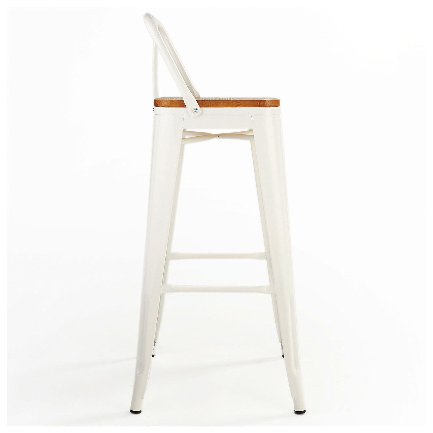 Pack 4 Pisos De Bar Tolix Asiento De Madera Blanco image number 3.0