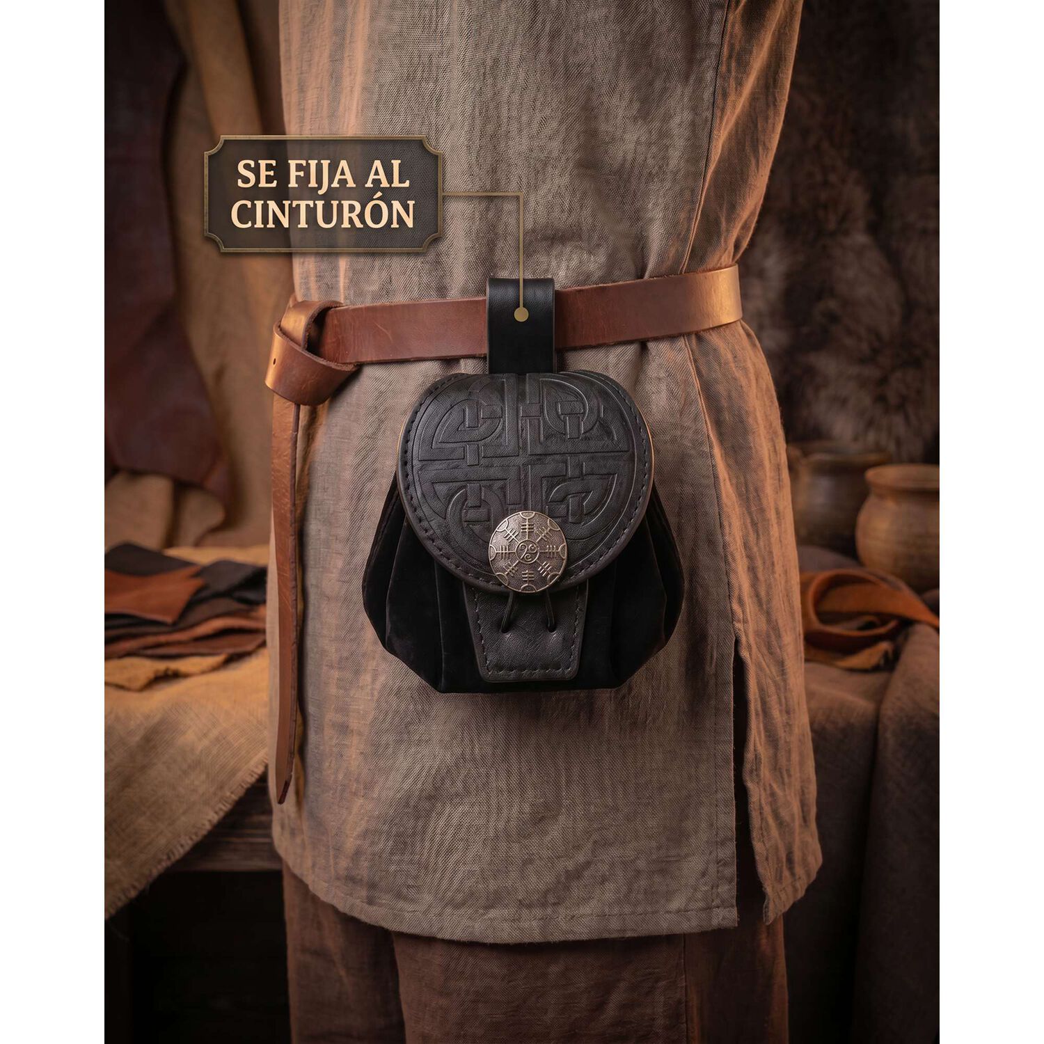 Bolso Medieval Para Cintur&oacute;n Con Broche N&oacute;rdico Vikingo image number 7.0