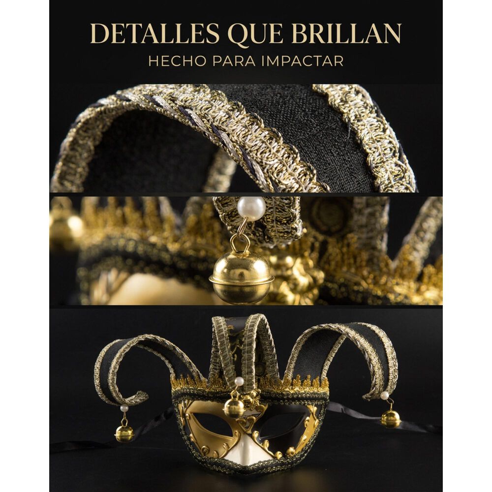 M&aacute;scara Buf&oacute;n Unisex Con Cascabeles Para Fiesta image number 8.0