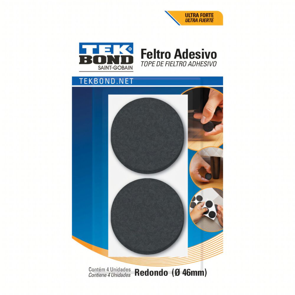 Fieltros Adhesivos Redondo 46mm Negro 4un. - Tekbond image number 0.0