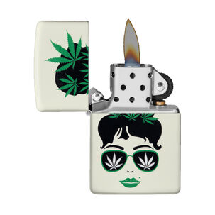 Encendedor Zippo Cannab1s Girl Glow Design Blanco Zp49837