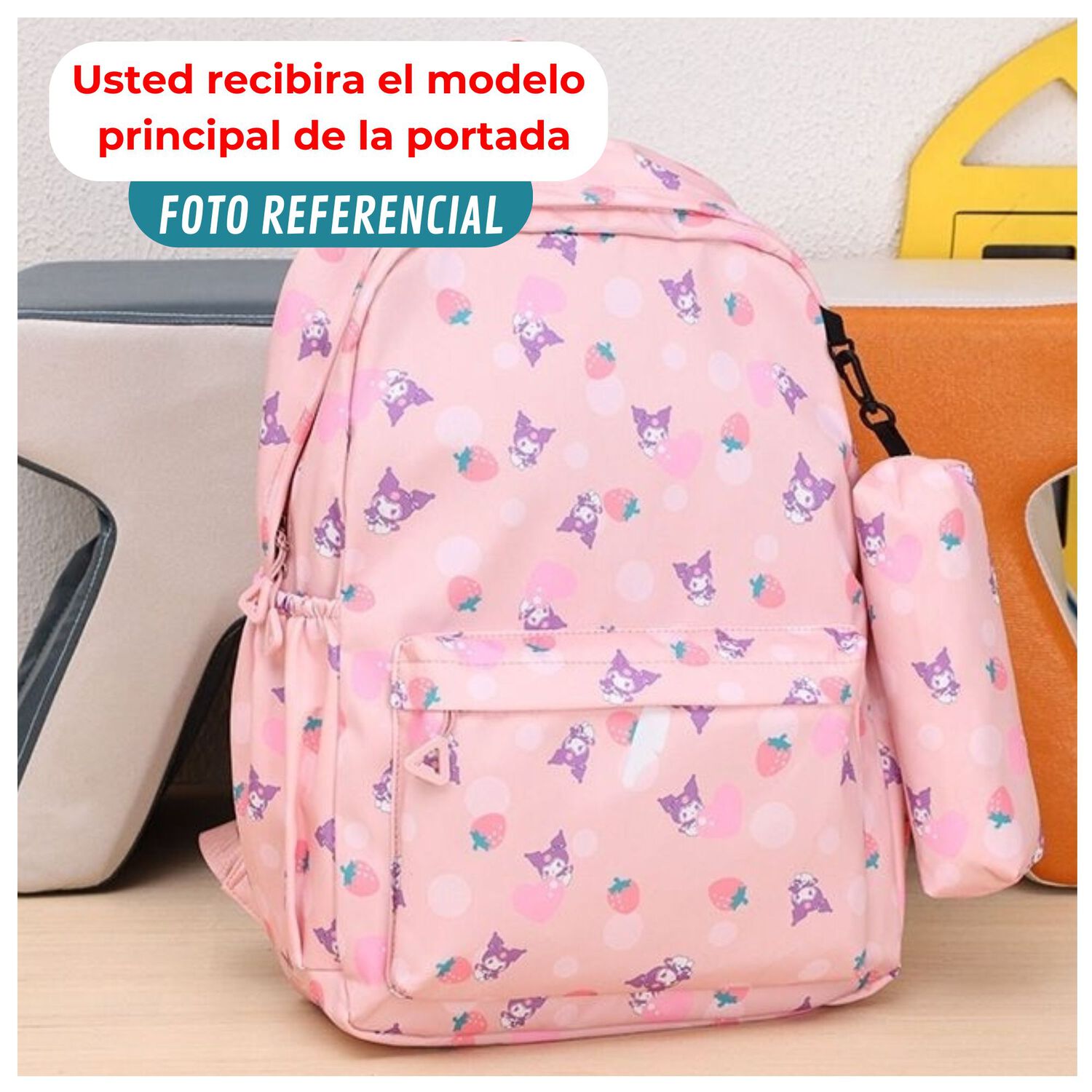 Mochila Kuromi Bolso Escolar Juvenil Sanrio Estilo Kawaii Pink image number 3.0