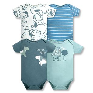Pack 4 Bodys Ni&ntilde;o Manga Corta Tedmimak 100% Algod&oacute;n Blue Dogs