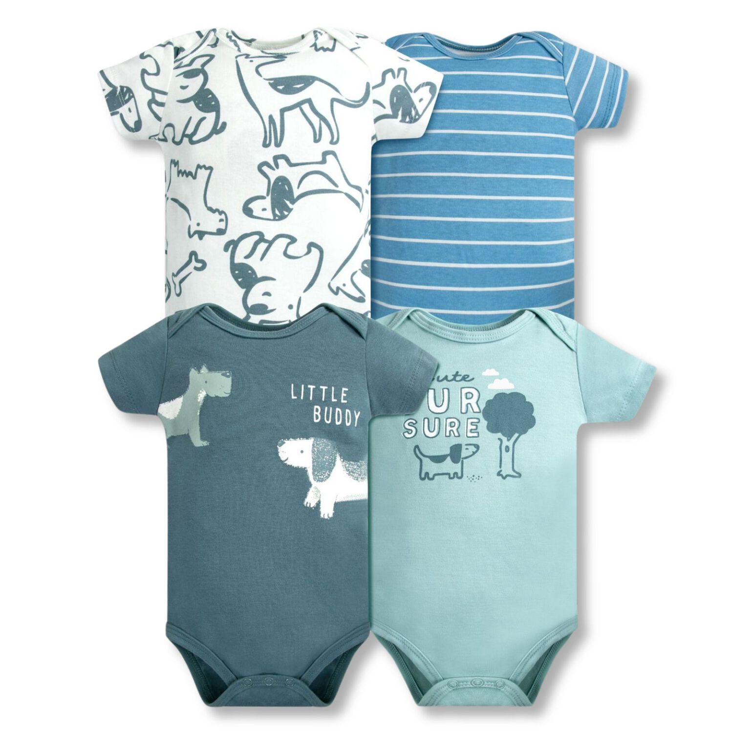 Pack 4 Bodys Niño Manga Corta Tedmimak 100% Algodón Blue Dogs