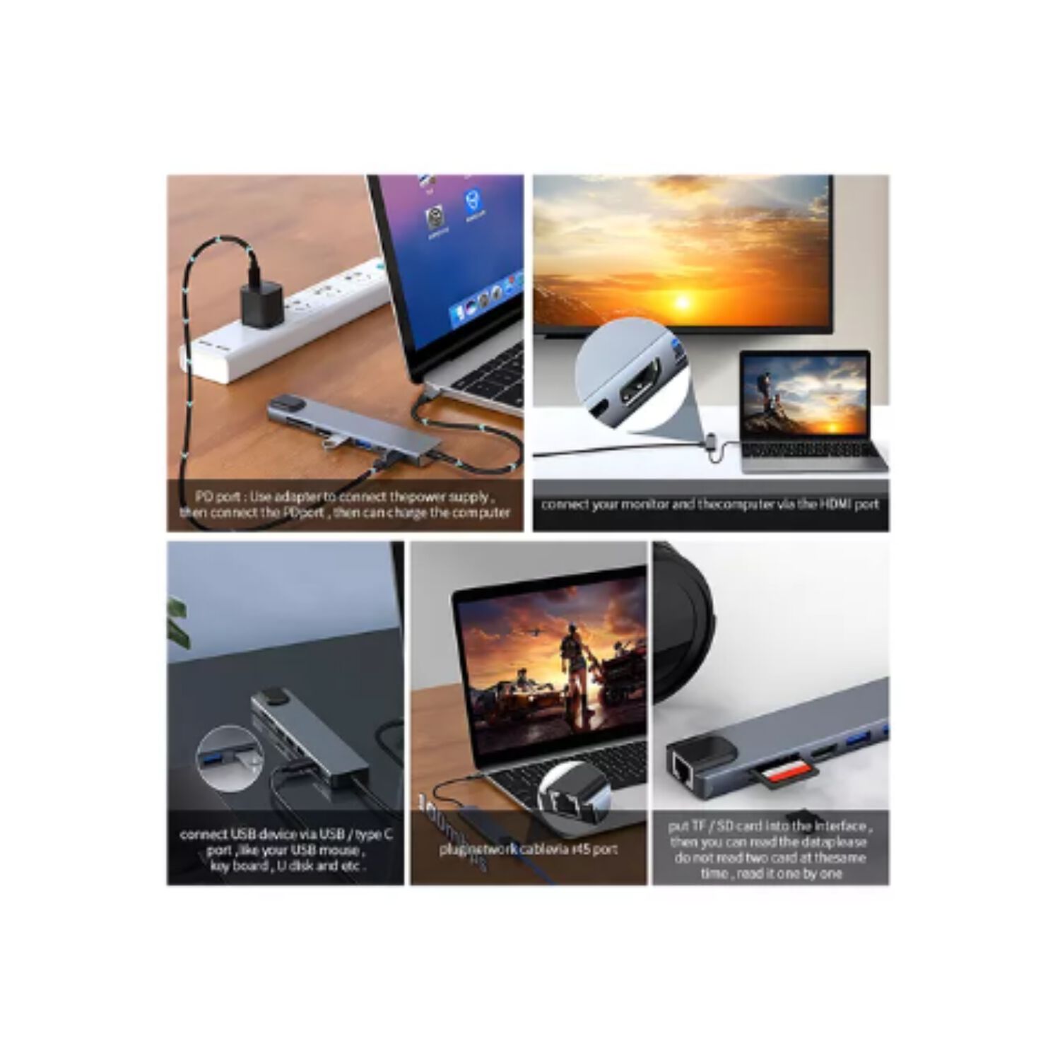 Adaptador Hub Para Macbook Air M1 M2 8 En 1 Usb-c Hdmi 4k image number 3.0
