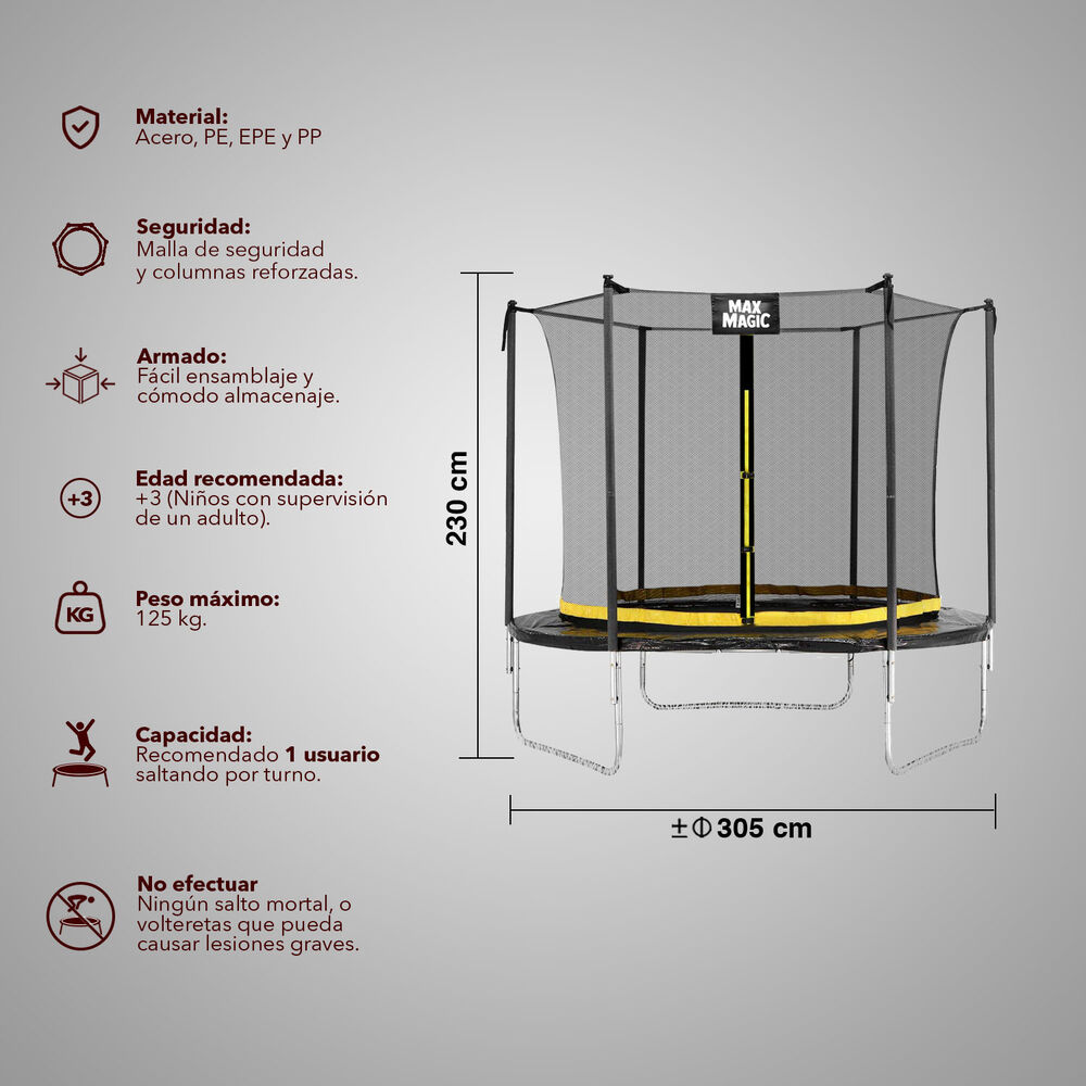 Cama El&aacute;stica 305 Cm (10 Ft) Negro image number 2.0
