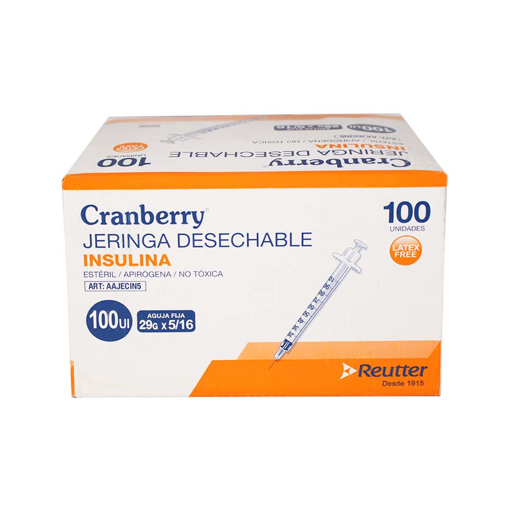 Jeringa Desechable Insulina 29g X 5/16 Cranberry - 100 Unds image number 0.0