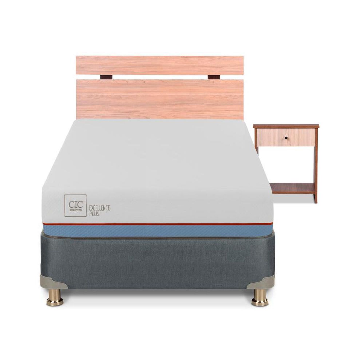 Cama Americana Cic Excellence Plus / 1.5 Plazas / Base Normal + Set De Maderas image number 0.0