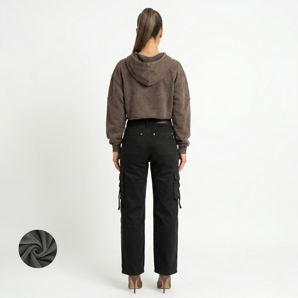 Pantalon Jeans Cargo Forro Polar Mujer image number 2.0