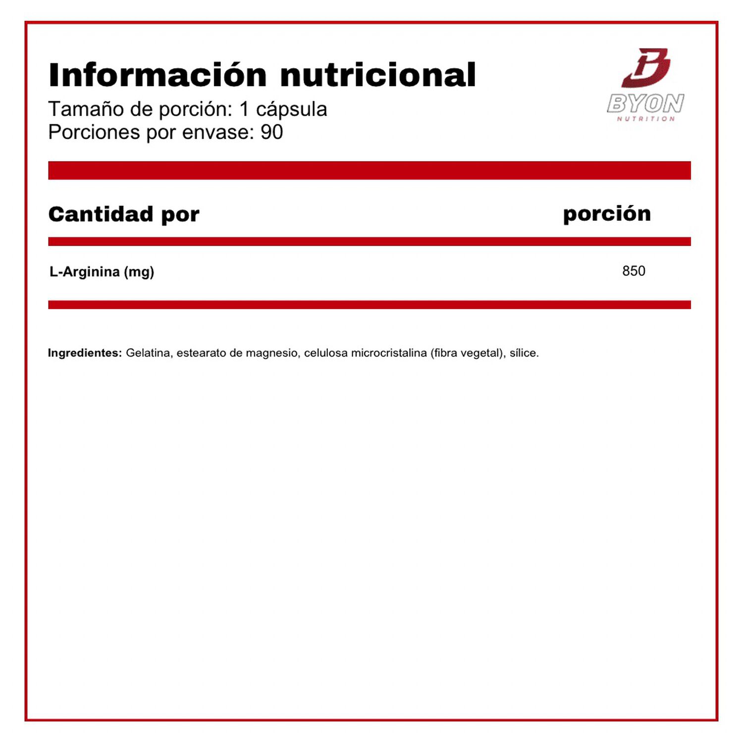 L-arginine Maximum Strength 850 Mg 90 C&aacute;psulas image number 1.0