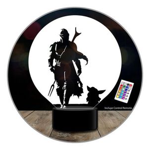 Lampara 3d Manda3 Baby Yoda Star C/remoto 16 Color