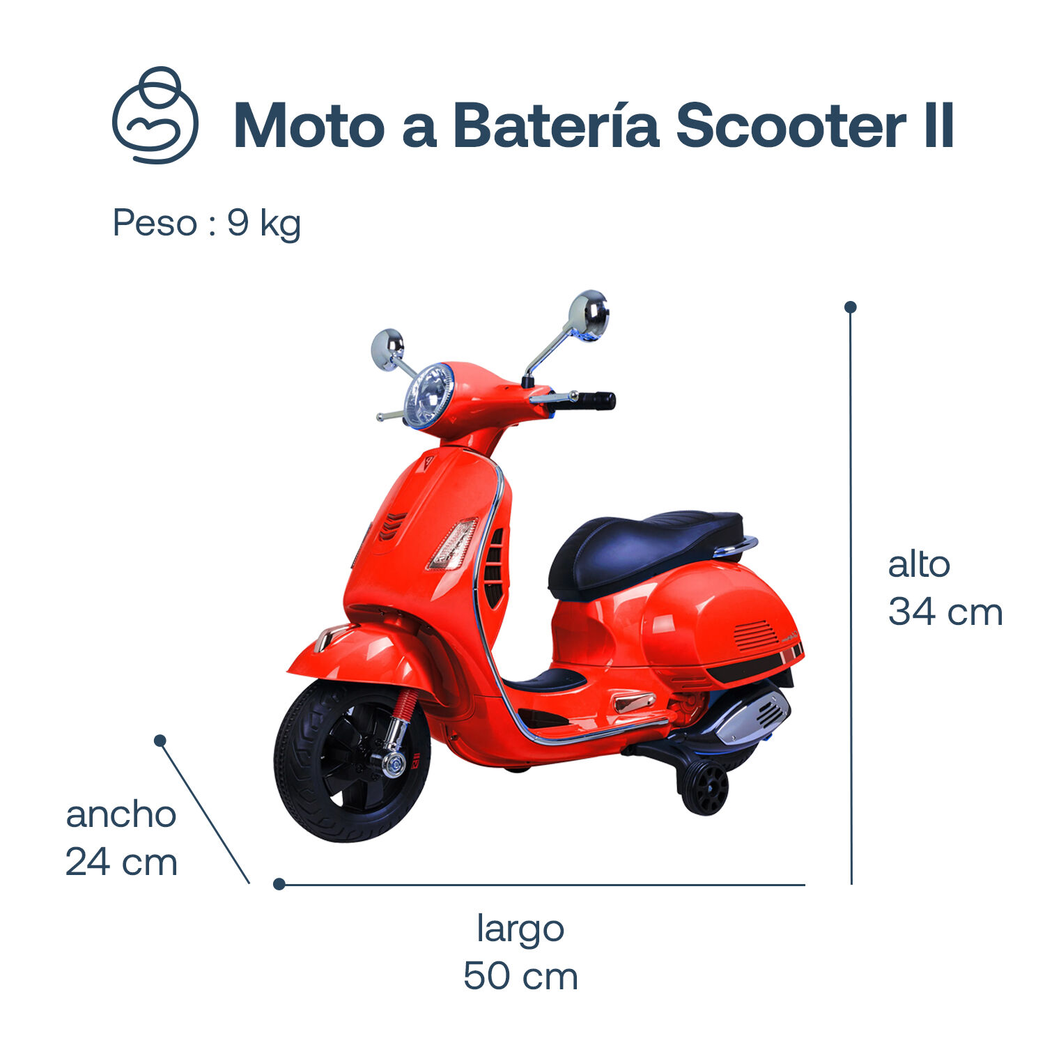 Moto A Bater&iacute;a Scooter Ii Bebesit - Rojo image number 3.0
