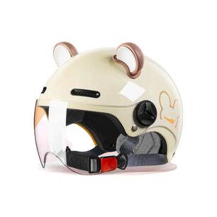 Casco Bicicleta Regulable Con Mica Para Ni&ntilde;os Crema