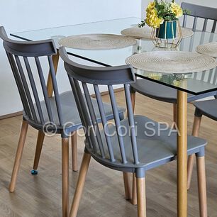 Comedor Vidrio Templado 120x80cms + 4 Sillas Windsor