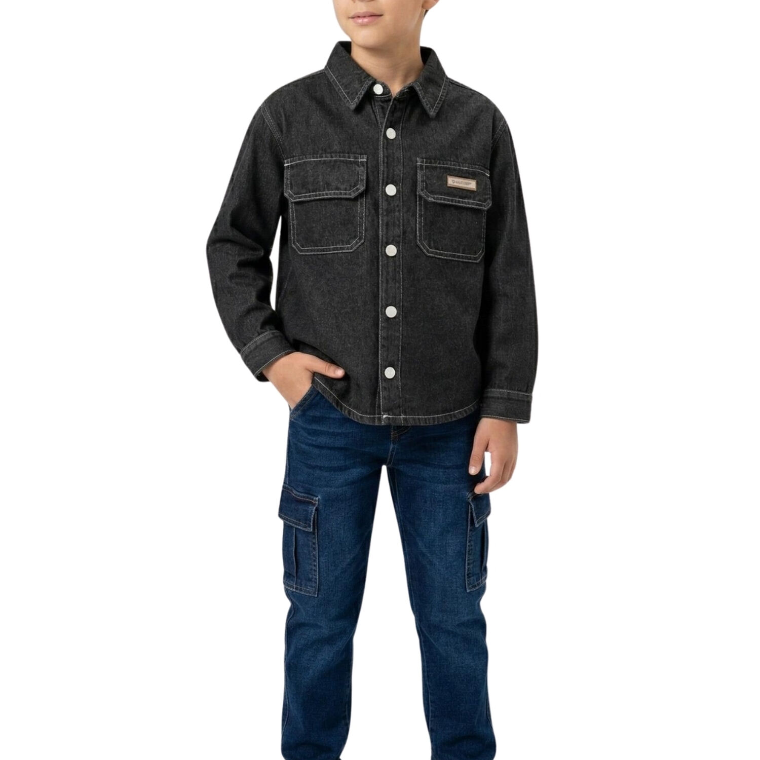 Sobrecamisa Mezclilla Ni&ntilde;o Denim Degradado Look Urbano image number 2.0