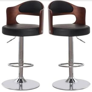 Pack 2 Sillas Bar Taburete Madera Redonda Ecocuero Boscco