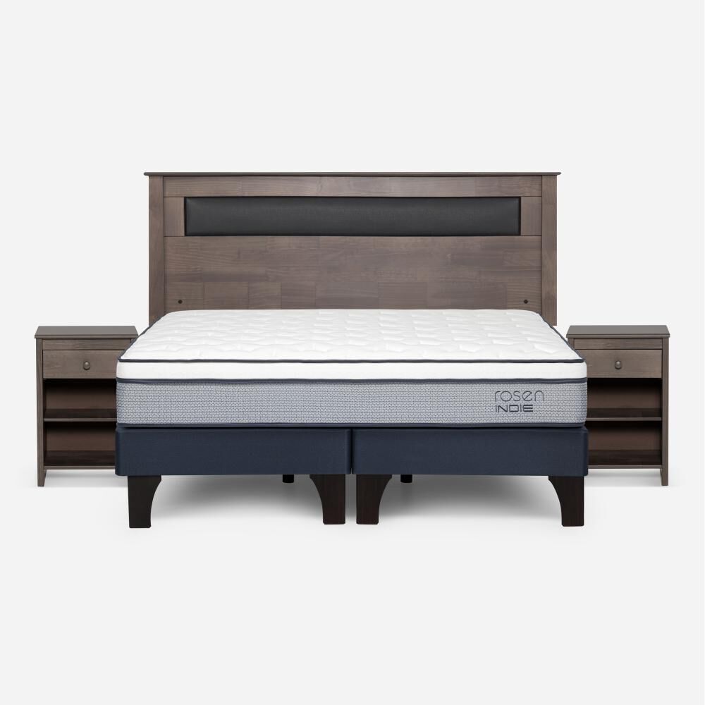 Cama Europea Rosen Indie / 2 Plazas / Base Dividida  + Set Maderas Ferrara Gris image number 0.0