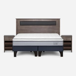 Cama Europea Rosen Indie / 2 Plazas / Base Dividida  + Set Maderas Ferrara Gris