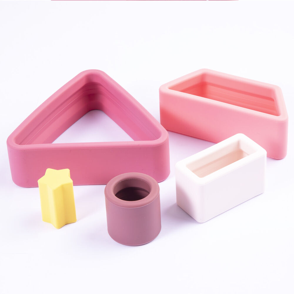 Juguete Montessori Geometria Silicona Rosa image number 2.0