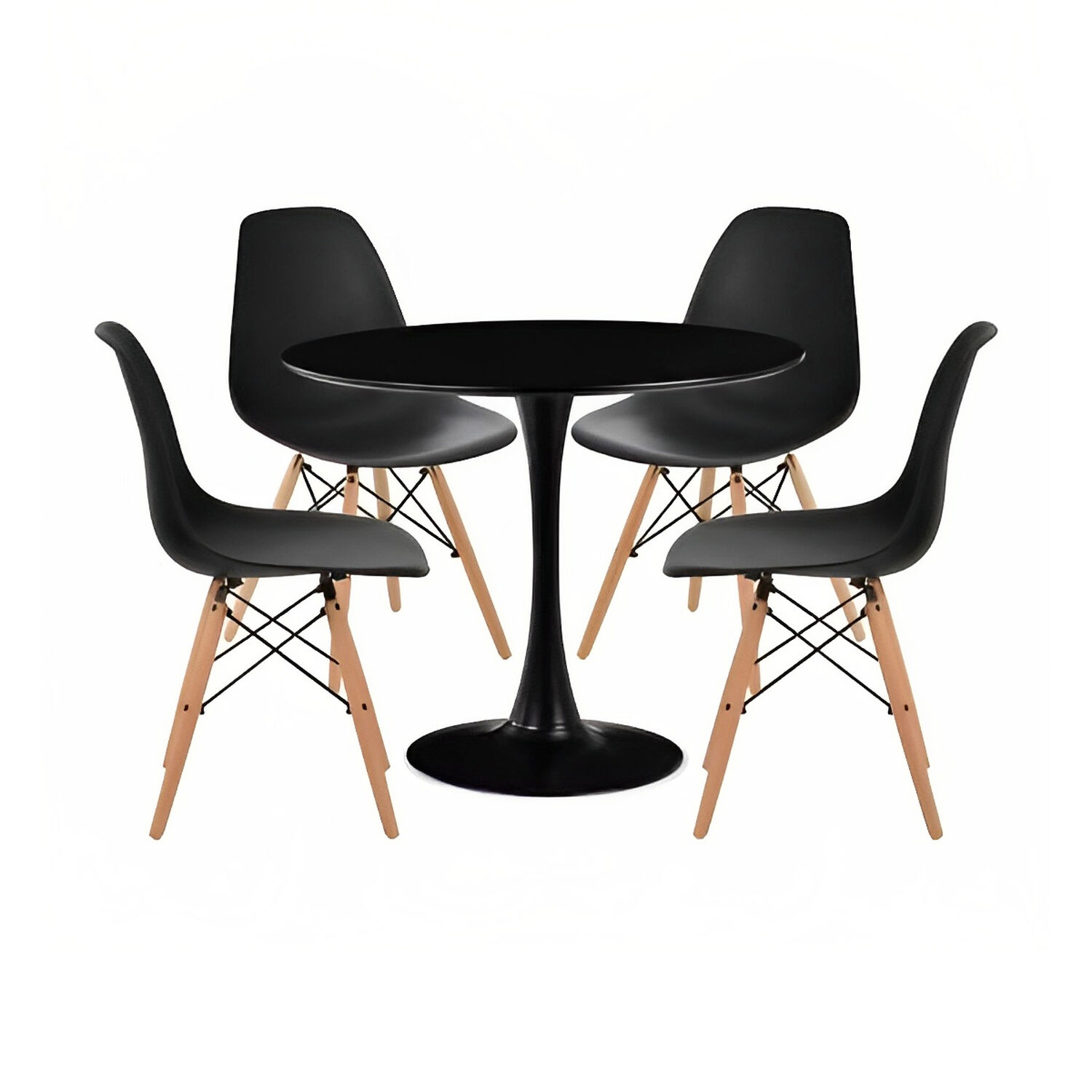 Comedor Mesa Tulip Negra - 4 Sillas Eames Negras image number 0.0
