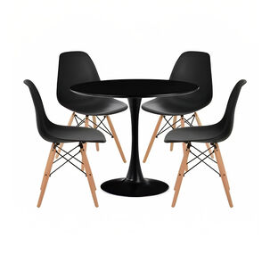 Comedor Mesa Tulip Negra - 4 Sillas Eames Negras Comedor Mesa Tulip Negra - 4 Sillas Eames Negras
