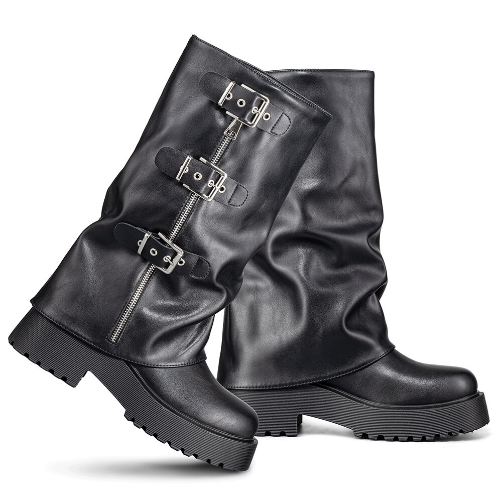 Botas Largas Casual Negro De Moda Mujer Weide Rq80 image number 4.0