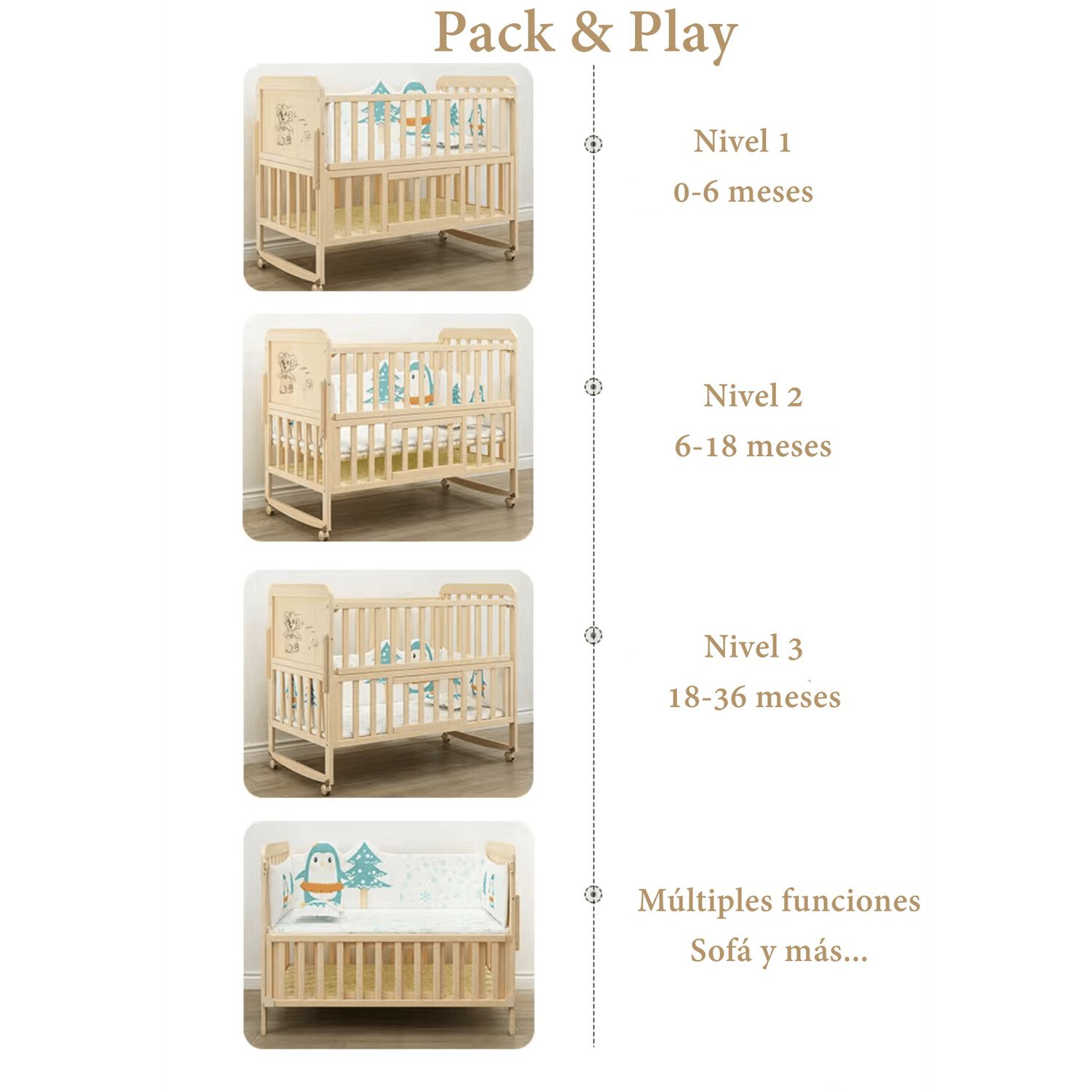 Cuna Colecho Madera Pack&play Con Mudador Lubabycas image number 6.0