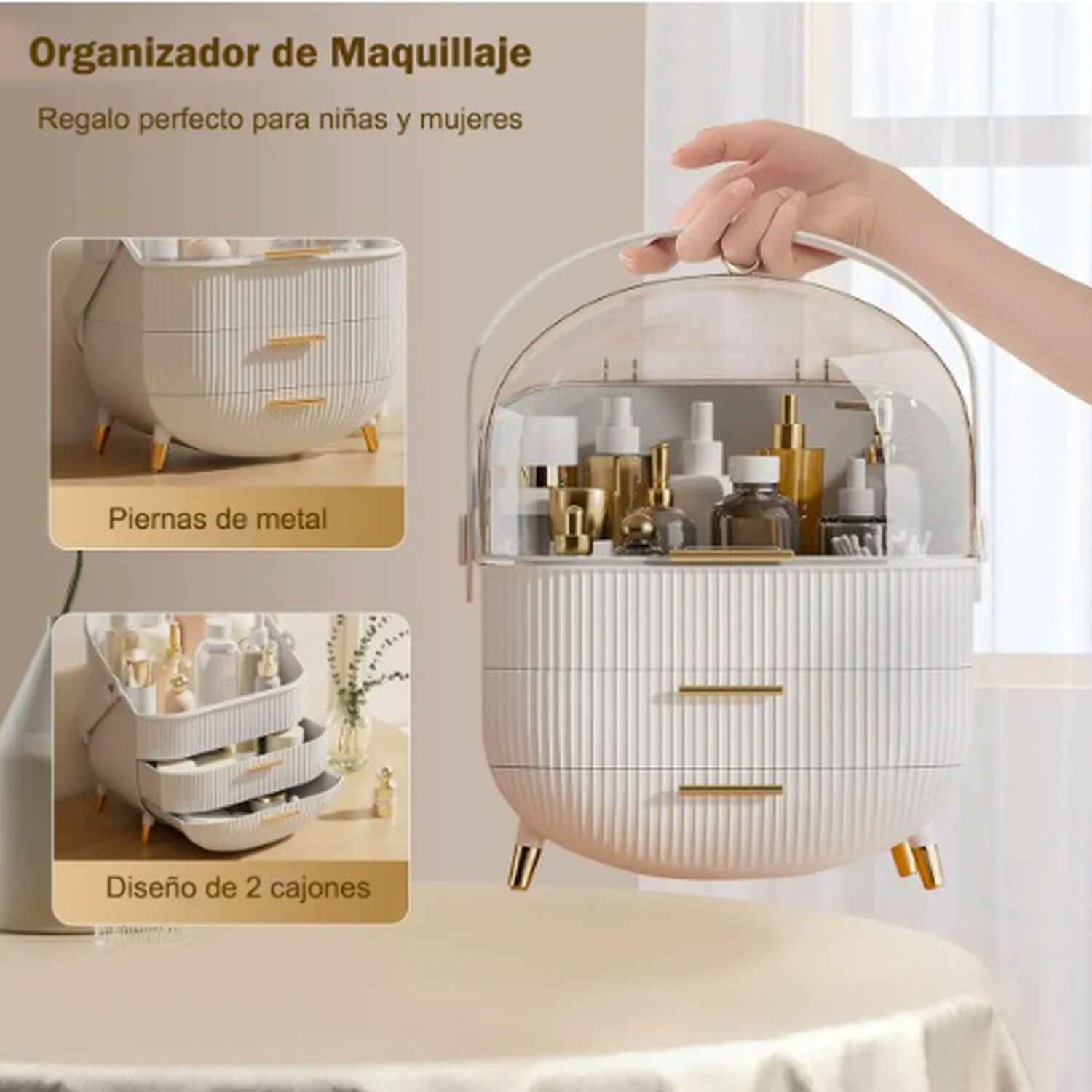 Caja Organizador De Cosm&eacute;ticos Blanco image number 2.0