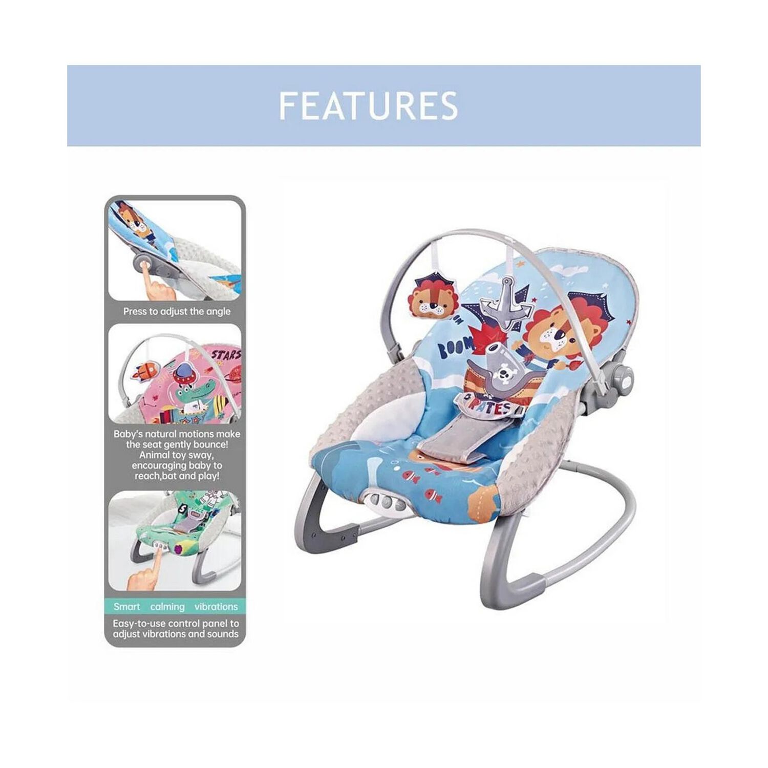 Silla Nido Bouncer Lion Blue image number 2.0