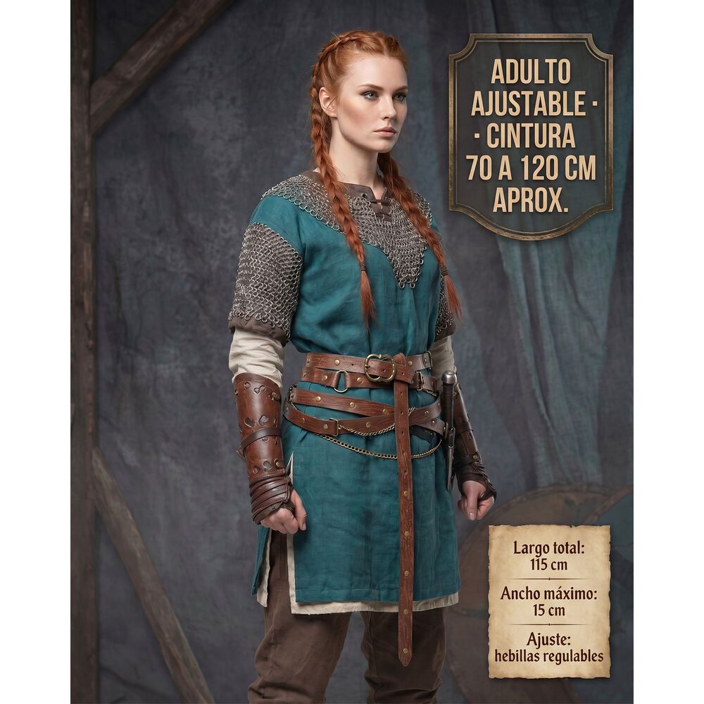 Cinturon Vikingo Medieval De Cuero Pu Accesorio Cosplay image number 22.0