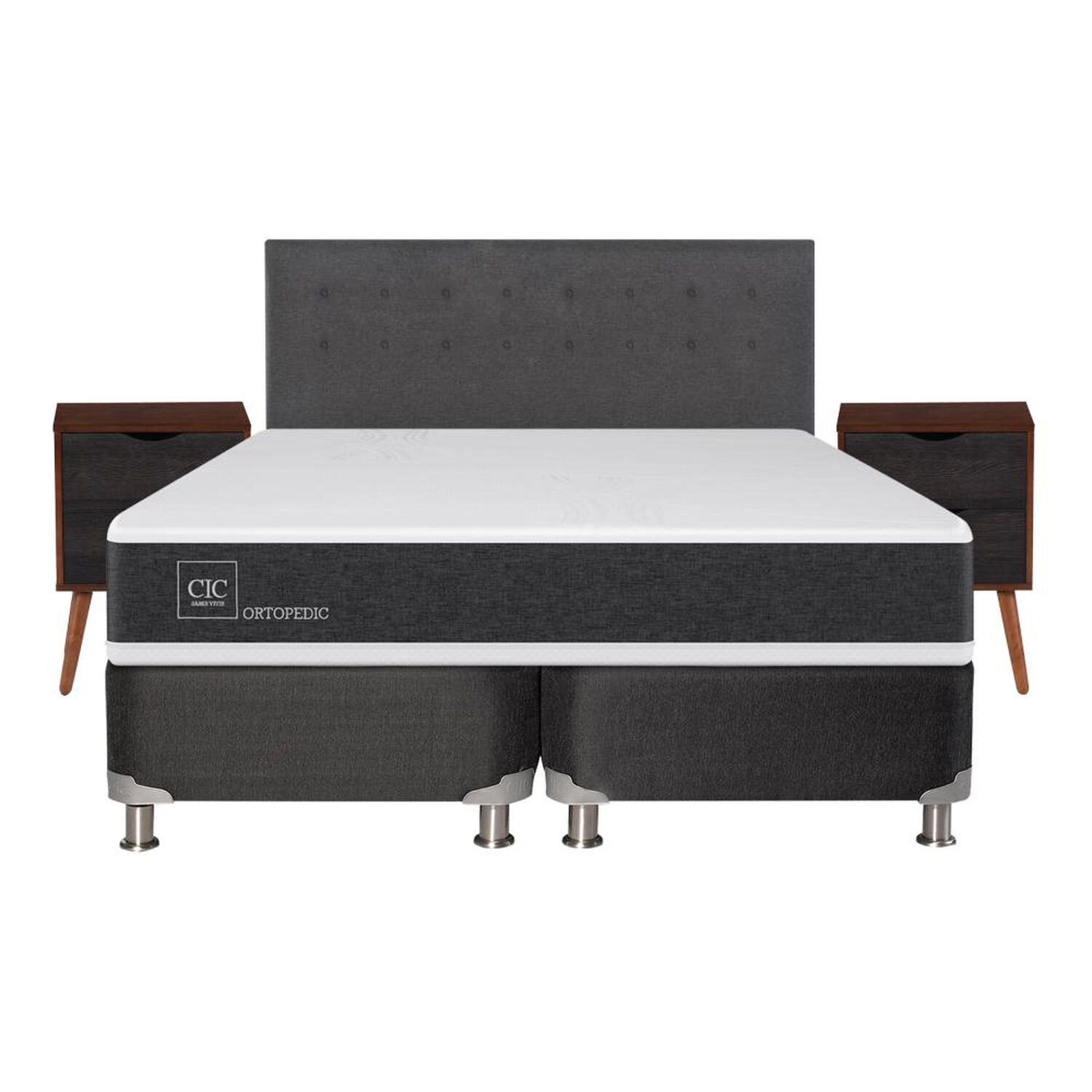 Box Spring Cic Ortopedic / King / Base Dividida  + Set De Maderas image number 0.0