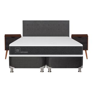 Box Spring Cic Ortopedic / King / Base Dividida  + Set De Maderas