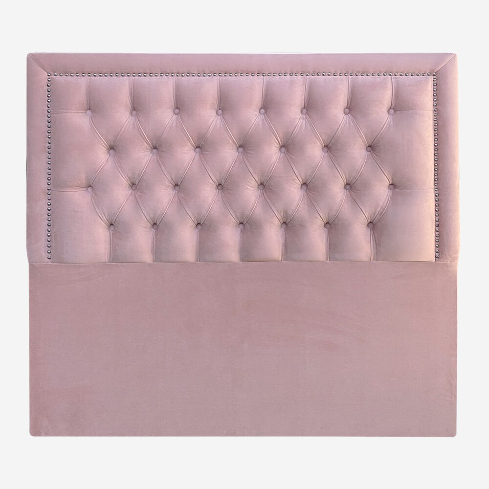 Respaldo De Cama Capitoné Frame Tachas Felpa Rosado Claro King image number 0.0