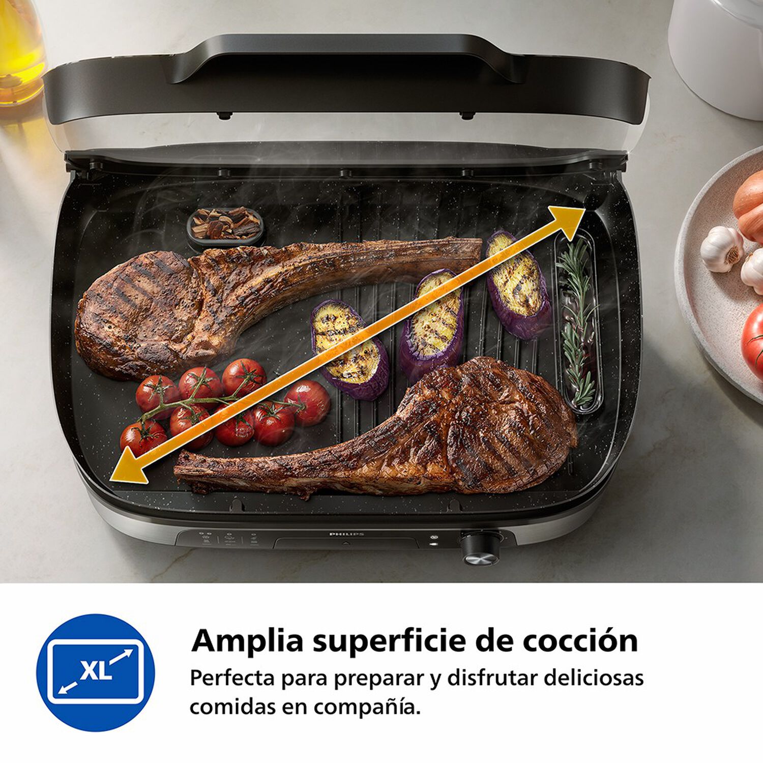 Parrilla El&eacute;ctrica 2400w Ahumador Infusor Hd6212/90 Philips image number 8.0