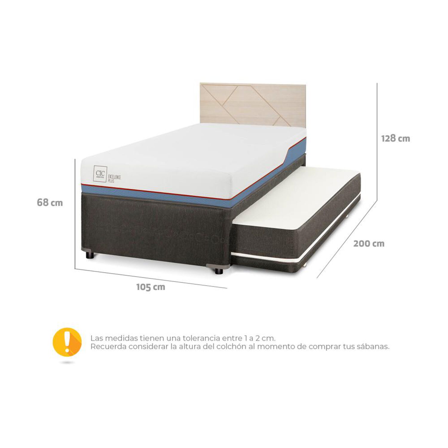 Cama Nido Cic Cama Nido / 1.5 Plazas / Base Funcional + Respaldo image number 2.0