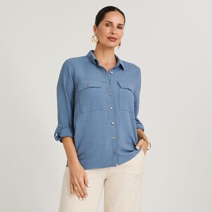 Blusa Manga Larga Cuello Camisero Mujer Lorenzo Di Pontti